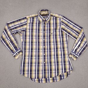 ETRO Milano Shirt Mens‎ 42 Blue White Plaid Button Down Made In Italy